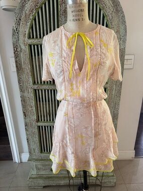 Reiss Pink and Yellow Floral Mini Dress